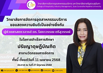 Congratulations to Assistant Professor
Dr. Sophawan Trisuwan on the occasion of
completing the Doctor of Philosophy in
Management Innovation.