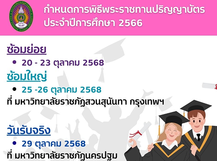 กำหนดการพิธีพระราชทานปริญญาบัตร
ประจำปีการศึกษา 2566